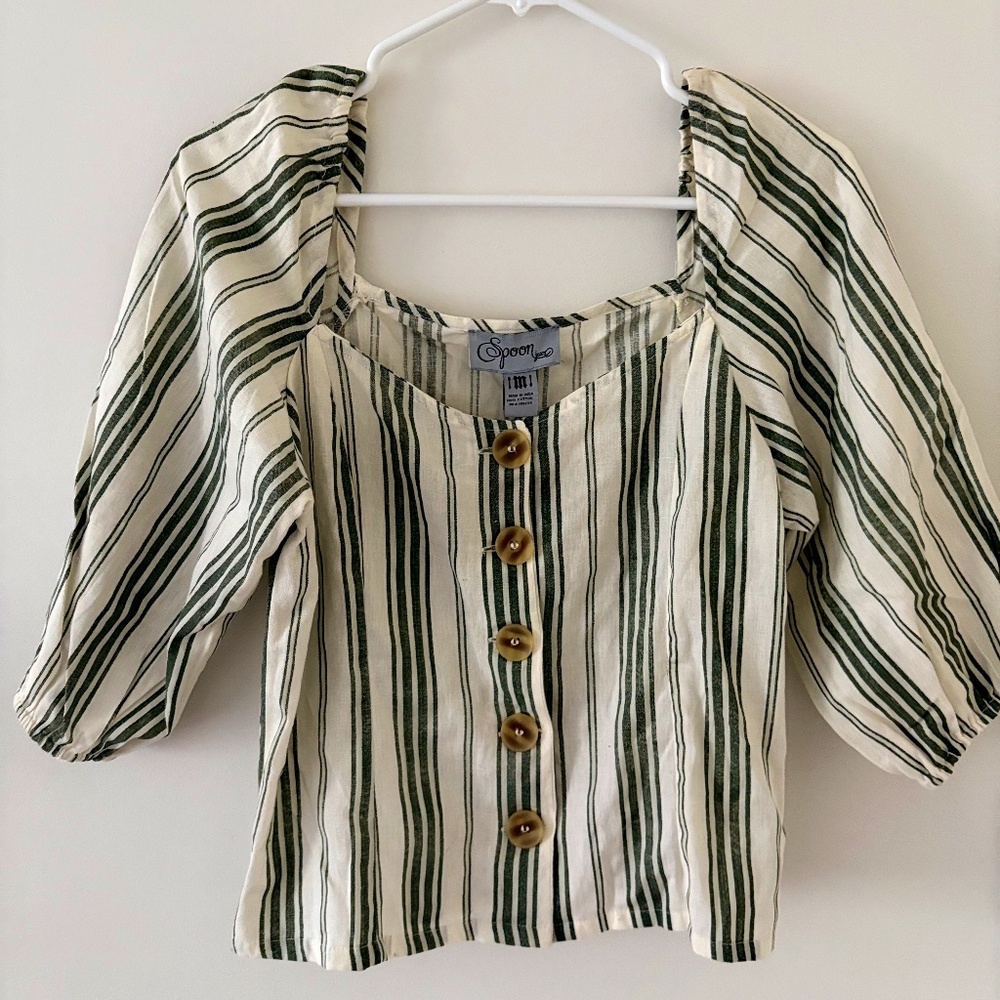 NWT Spoons Jeans Striped Button-Down Women's Blouse